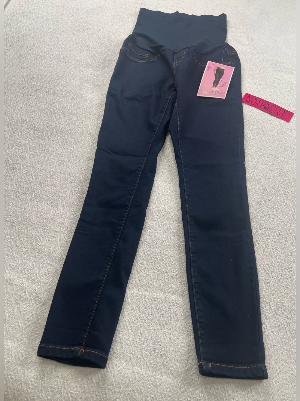 Bella  Vida Maternity Jeans in Dark Blue with Waistband~‎ Size Small * NWT